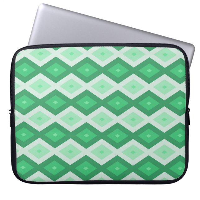 Grönt, diamant mönster laptop fodral (Framsidan)
