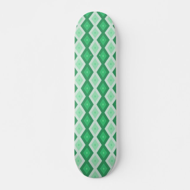Grönt, diamant mönster mini skateboard bräda 18,5 cm (Framsida)
