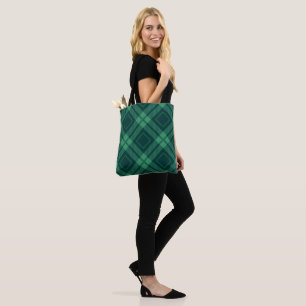 Grönt diamant mönster Tartan Tote Bag Tygkasse