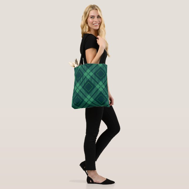 Grönt diamant mönster Tartan Tote Bag Tygkasse (På modell)