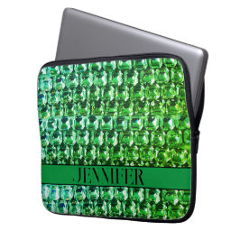Grönt Diamanter, grönt gemstensjuveler mönster Laptop Fodral