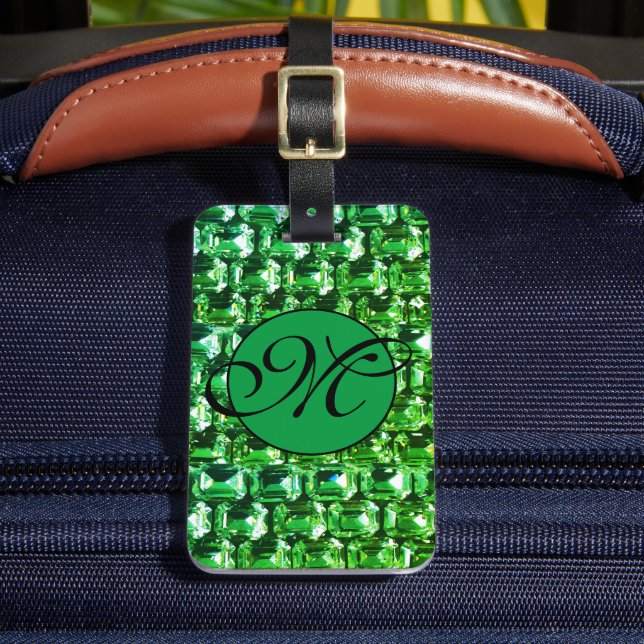 Grönt Diamanter, grönt gemstensmycken Bagagebricka (Framsida Insitu 2)