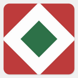 Grönt Diamond, Fet White Gräns på Red Fyrkantigt Klistermärke