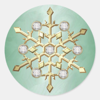 Grönt Diamond Jul Helgdag Snowflake Runt Klistermärke