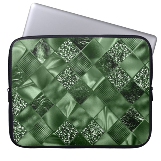 GRÖNT DIAMOND SHIMMER DIAMOND MÖNSTER LAPTOP FODRAL (Framsidan)