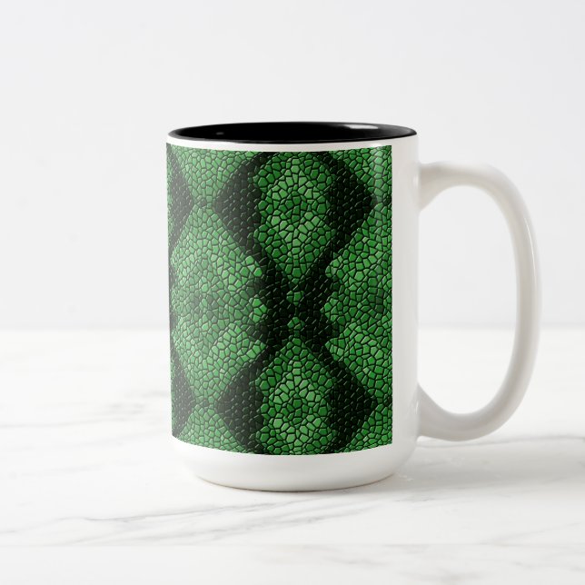 Grönt Diamonds Mosaic Tiles Mönster Mugg (Höger)