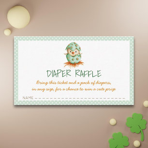 Grönt Diaper Raffle with Bird Hatching Baby Shower Tilläggskort