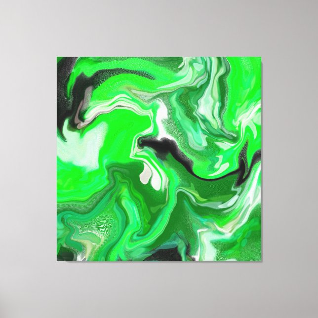 Grönt Digital Fluid Marble Art Canvastryck (Framsida)