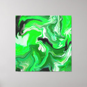 Grönt Digital Fluid Marble Art Canvastryck