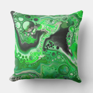 Grönt Digital Fluid Marble Art Kudde