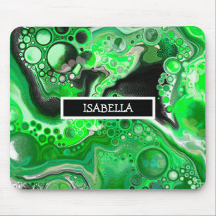 Grönt Digital Fluid Marble Art Personlig Musmatta