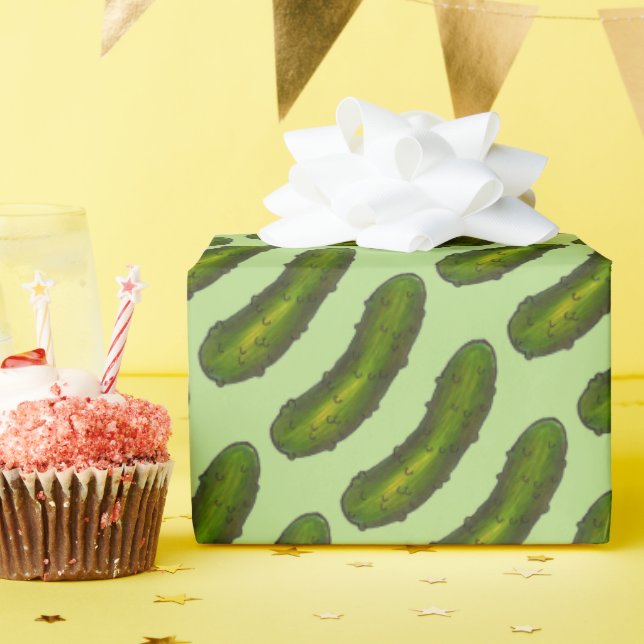 Grönt Dill Pickle Pickles Foodie Print Kosher Sour Presentpapper (Födelsedagsfest)
