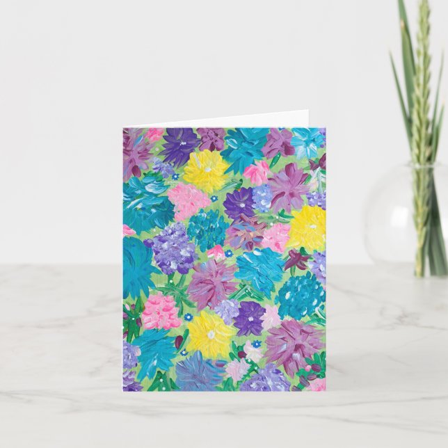 Grönt Dimma Blommigt Note Card Tack Kort (Framsida)
