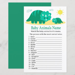 Grönt Dino Baby djur Namn Game