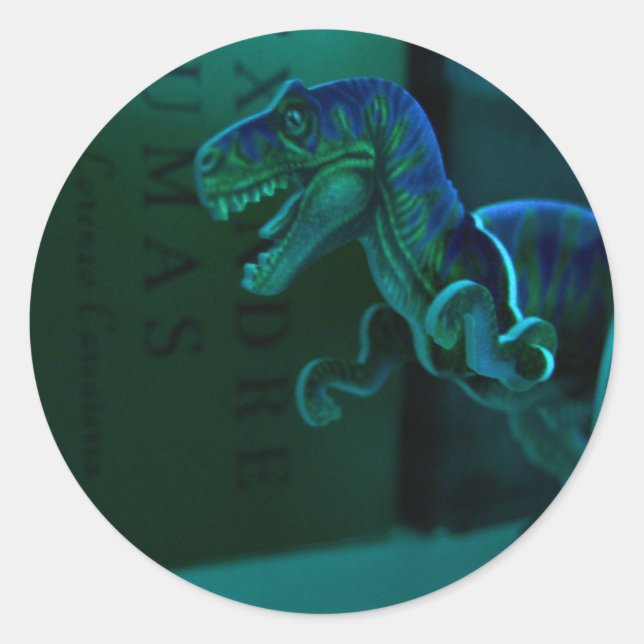 Grönt Dino Runt Klistermärke (Framsida)