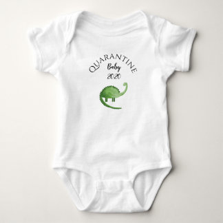 grönt dinosauaur karantän, baby, född 2020, t shirt
