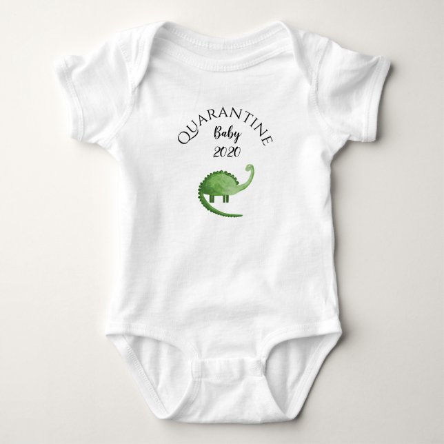 grönt dinosauaur karantän, baby, född 2020, t shirt (Framsida)
