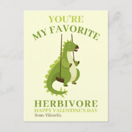 Grönt dinosauer-Valentineser skolflicka Helg Vykort