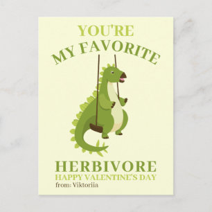 Grönt dinosauer-Valentineser skolflicka Helg Vykort