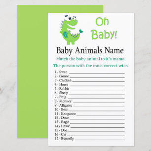 Grönt Dinosaur Baby djur Namn Game