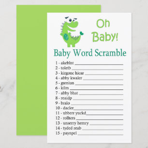 Grönt Dinosaur Baby ord-scramble-spel