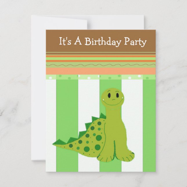 Grönt Dinosaur Birthday-inbjudan Inbjudningar (Framsida)