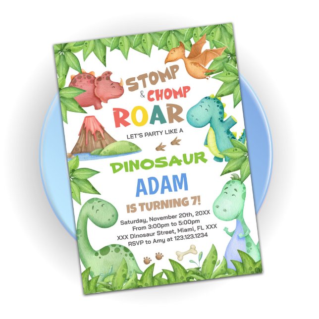 Grönt Dinosaur Birthday-inbjudan Inbjudningar (Skapare uppladdad)