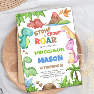 Grönt Dinosaur Birthday-inbjudan Inbjudningar