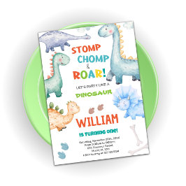 Grönt Dinosaur Birthday-inbjudningar Inbjudningar
