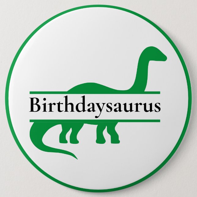 Grönt Dinosaur Birthday-knapp Knapp (Framsida)