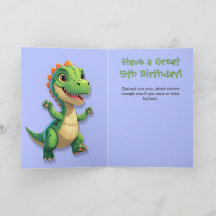 Grönt Dinosaur Blue Gingham Birthday Card