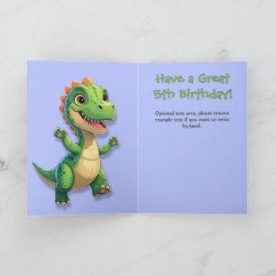 Grönt Dinosaur Blue Gingham Birthday Card Kort
