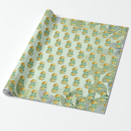 Grönt Dinosaur Boys Baby Shower Presentpapper