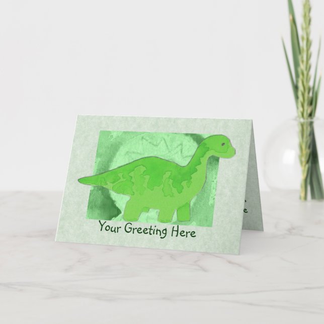 Grönt Dinosaur Greeting Card Kort (Framsida)