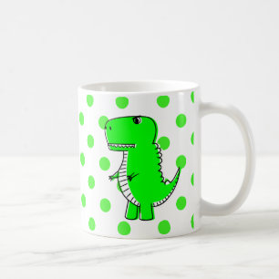 Grönt Dinosaur Grönt Polka dots Kaffe Mugg