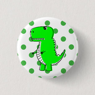 Grönt Dinosaur Grönt Polka dots Knapp