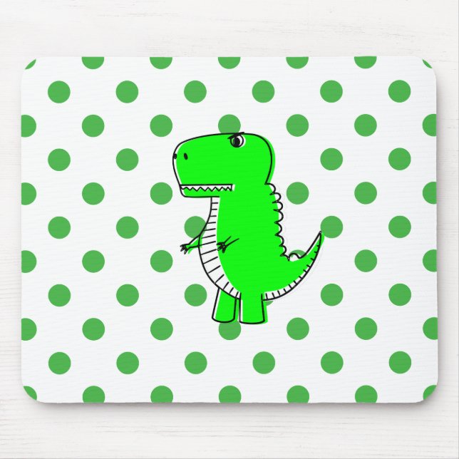 Grönt Dinosaur Grönt Polka dots Musmatta (Framsidan)