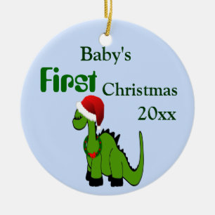 Grönt Dinosaur i jultomten Julgransprydnad Keramik