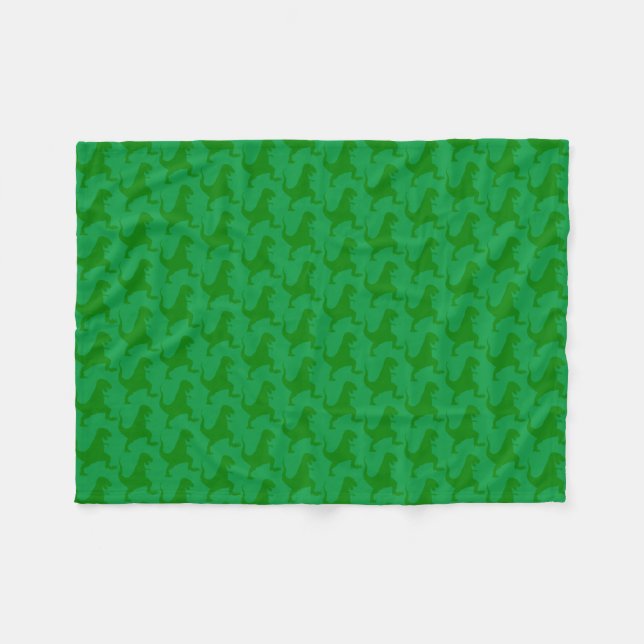 Grönt Dinosaur jul Fleece Blanket (Framsidan (Horisontell))