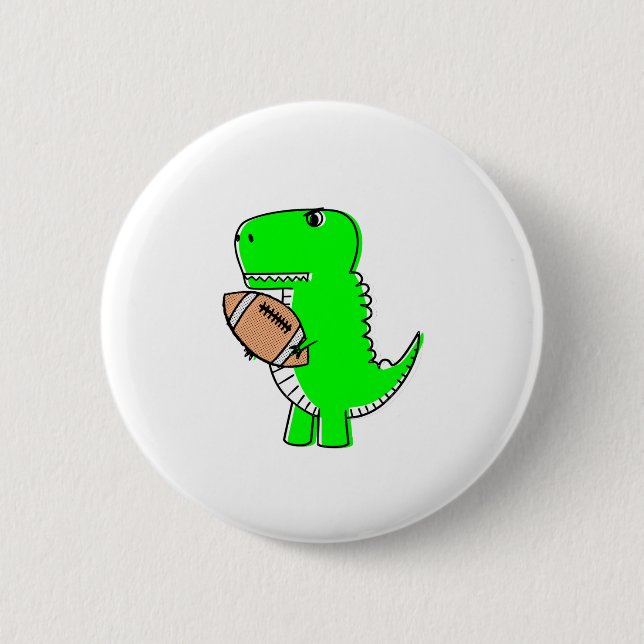 Grönt Dinosaur Kärlek Football Knapp (Framsida)
