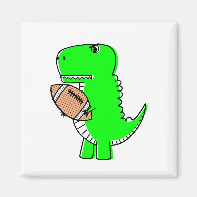 Grönt Dinosaur Kärlek Football Magnet (Framsidan)