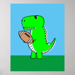 Grönt Dinosaur Kärlek Football Poster