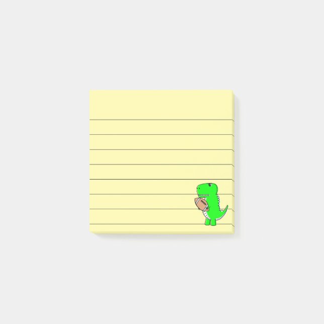 Grönt Dinosaur Kärlek fotboll 3 x 3 Post-it Block (Framsida)