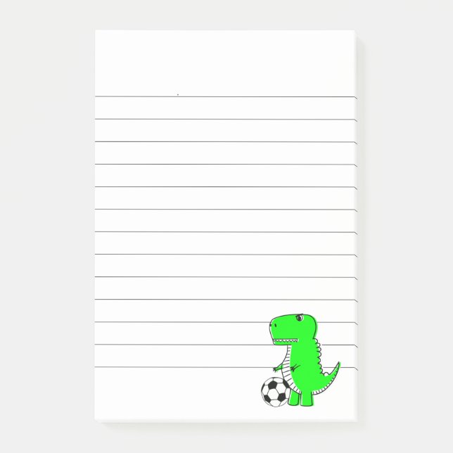Grönt Dinosaur Kärlek Fotbolls-lucka Post-it Block (Framsida)