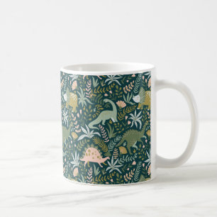Grönt Dinosaur Mönster Kaffemugg
