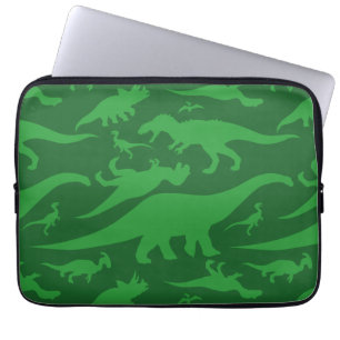 Grönt Dinosaur Mönster Laptop Fodral