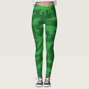 Grönt Dinosaur Mönster Leggings