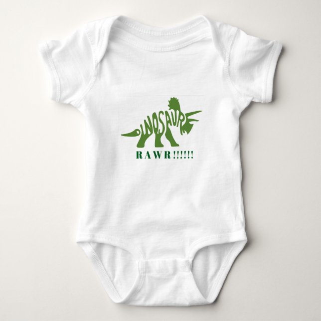 Grönt Dinosaur RAWR!! T Shirt (Framsida)