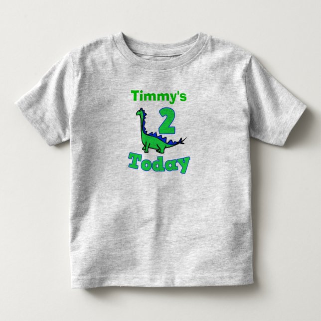 Grönt Dinosaur Second Birthday Boy Shirt T (Framsida)