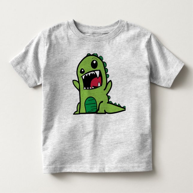 Grönt Dinosaur småbarn dress T-shirt (Framsida)